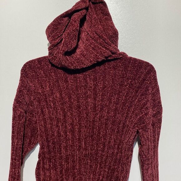 Pink Republic Women's Spiced Wine Chenille Quarter Zip Hooded Sweater Small NWT - Picture 9 of 10